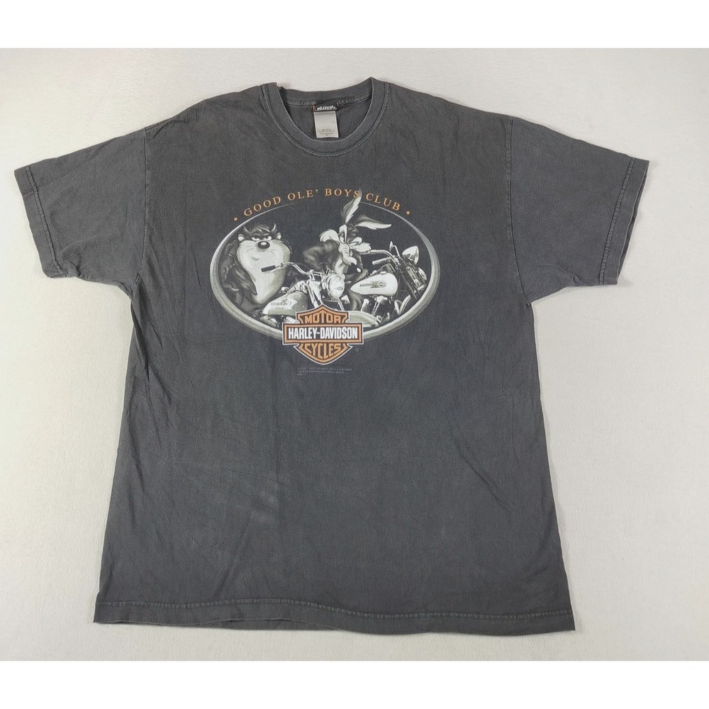 Vintage Harley Davidson Looney Tunes Shirt Mens XL‎ Black Good Ole Boys Club Taz